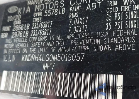 2021 Kia Sorento Hybrid Ex из США, поврежденный, VIN KNDRH4LG0M5019057